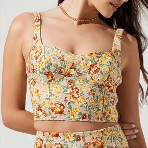 ASTR the Label Monet Floral Bustier Crop Top